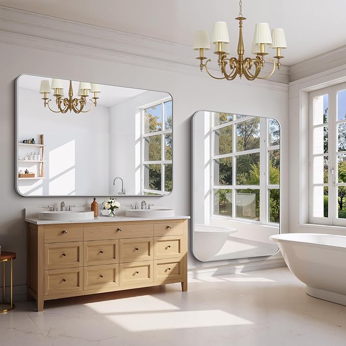 FORBATH 60x40 Inch Silver Bathroom Mirror - Image 3