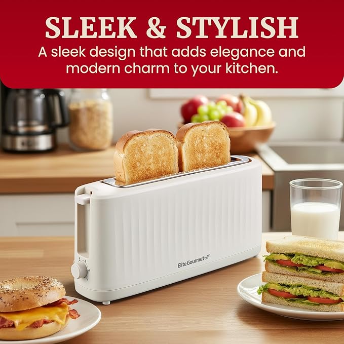 Elite Gourmet ECT2517C SLIMTOAST™ 2-Slice, Long Slot Toaster, Cool-touch Body - Image 2