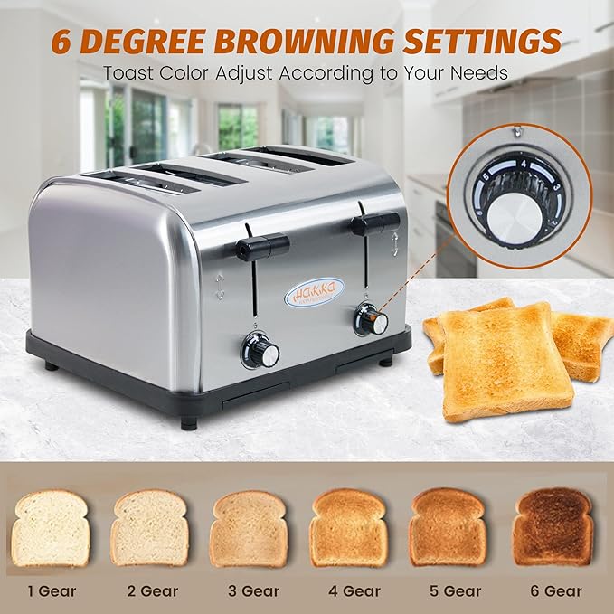 Hakka Toaster 4 Slice, Heavy-Duty Stainless Steel Toasters Commercial Toaster - Image 5