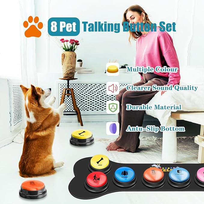 Dog Buttons for Communication Starter Pack 8 Dog Talking Button Set, 30s Voice - Image 3