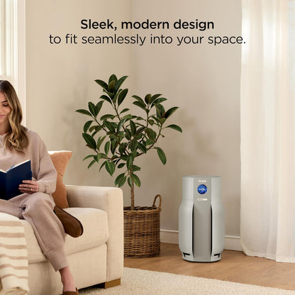 shark breatheclear max smart air purifier, hp362, dove, front angle view