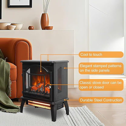 18" Electric Fireplace Stove, Freestanding Fireplaces Heater - Image 6