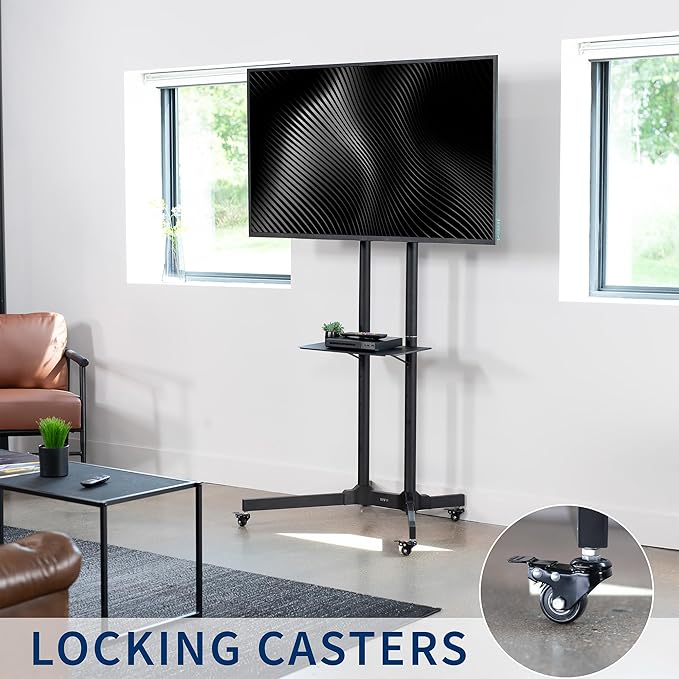 VIVO Mobile TV Cart for 32 to 83 inch Screens up to 110 lbs, LCD LED OLED 4K - Image 4