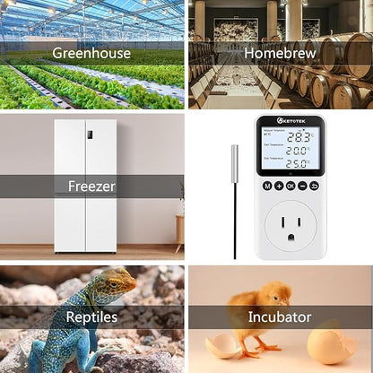 KETOTEK Plug in Thermostat Timer Temperature Controller Outlet - Image 8