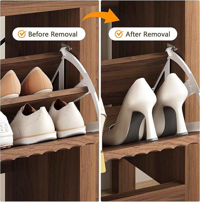 Shoe Cabinet Storage for Entryway, Fluted Shoe Cabinet - Image 7