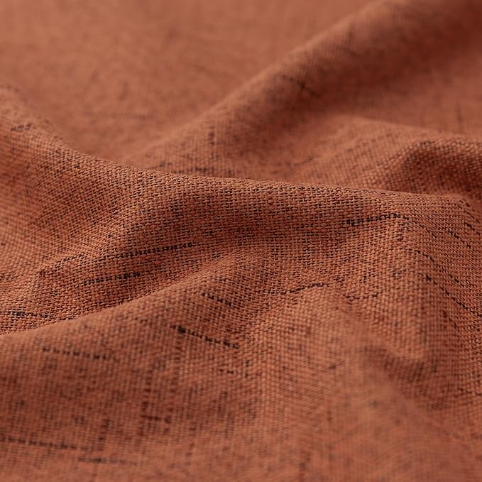 KOUFALL 52x72 Inches Long Terracotta Back Tab Linen Blackout Curtains - Image 7