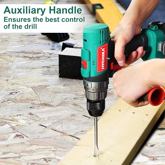 Cordless Hammer Drill Driver 18V, HYCHIKA 400 In-lbs Torque Power Drill - Image 8