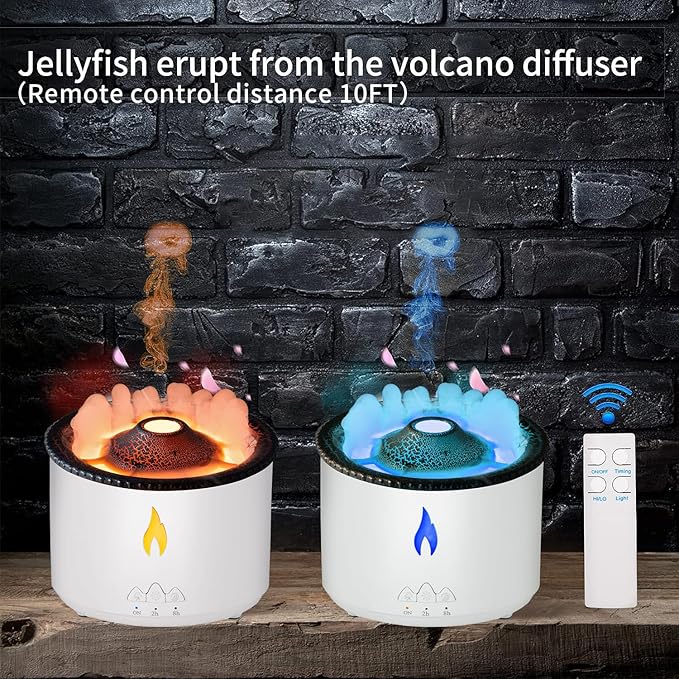 BOHOFAM Essential Oil Diffuser 360ML, Volcano Diffuser/Humidifier, Flame and - Image 8