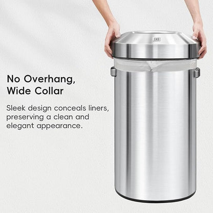 EKO Urban 24 Gallon Round Stainless Steel Open Top Waste Bin, Tall Commercial - Image 8