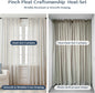 Pinch Pleated Navy Blue Floral Block Print Curtains 96 Inches Long, Vintage Boho Linen Blend Drapes for Bedroom Living Room, 2 Panels Set