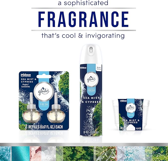 Glade 3-Wick Scented Candle Jar, Sea Mist & Cypress, Air Freshener Infused - Image 7