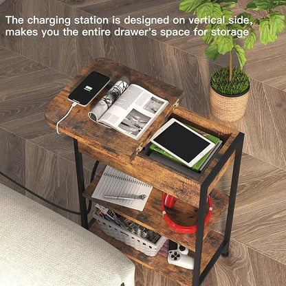 LIDYUK End Table with Charging Station, Flip Top Side Table with USB Ports and - Image 4
