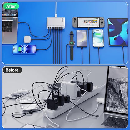 USB C Charger 300W USB C Charger Block 8-Ports GaN IV Fast Charging Station - Image 7