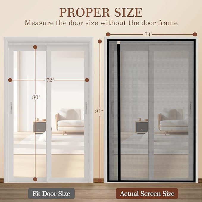 Yotache Reversible Left/Right Opening Magnetic Screen Door Fits 72 x 80 inch - Image 2