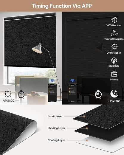 Kincmo Motorized Blinds with Remote, 100% Blackout Motorized Roller Shades Work - Image 4