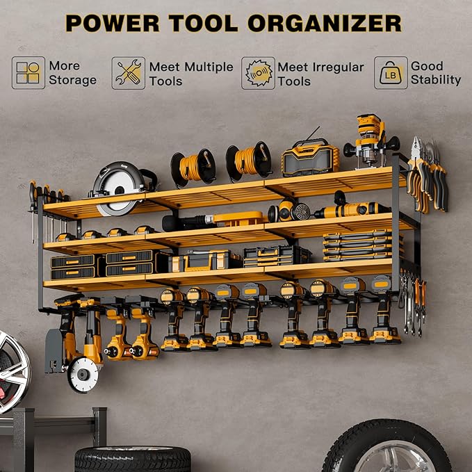48" Large Power Tools Organizer Wall Mount, 12 Drill Holder - Image 2