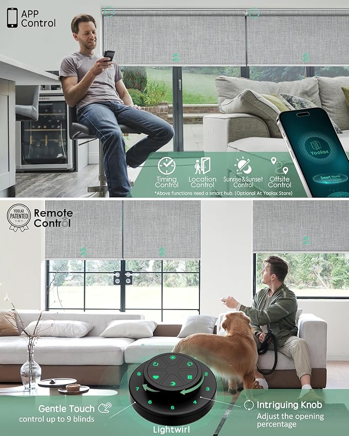 Yoolax Motorized Blinds with Remote, Automatic Window Shades Compatible with - Image 3