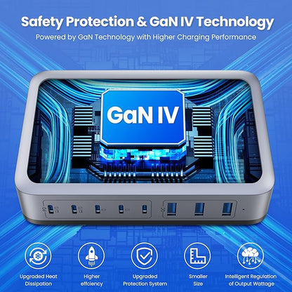 USB C Charger Block 515W GaN IV 8 Port Fast Charging Station Hub, Dual PD 100W - Image 5