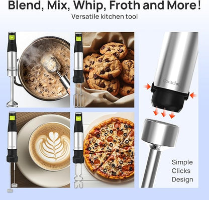 Consciot 4 in 1 Immersion Hand Blender Max 1100W, Corded Stick Emulsifier - Image 4