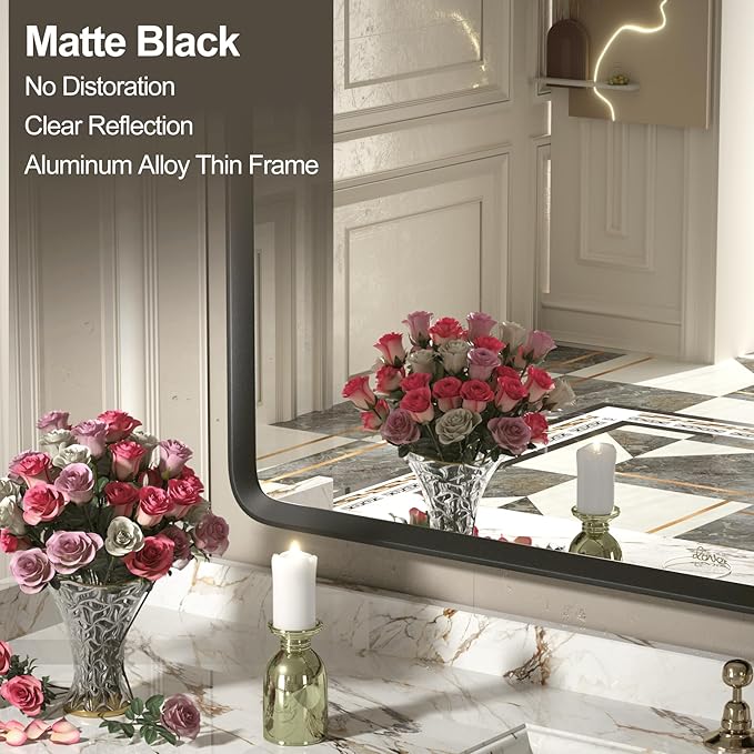 66x40 Inch Black Matte Framed Mirror - Image 3