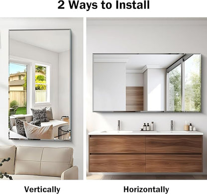 CILIBER Large Beveled Mirror, 30x55 Frameless Beveled Bathroom Mirrors - Image 5