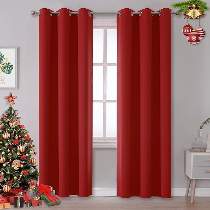 DUALIFE Christmas Red Blackout Curtains by DUALIFE