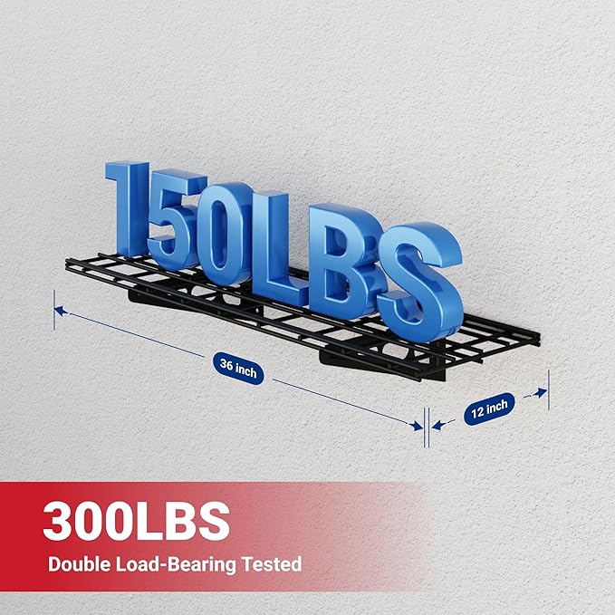 FLEXIMOUNTS 1x3ft Garage Shelving Wall-Mounted, Holds Up to 150 lbs, Garage - Image 3