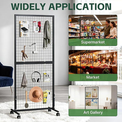 Maeklon 3 Pack Grid Wall Panel Rack, 3x6 Ft Metal Gridwall Display Stand - Image 7