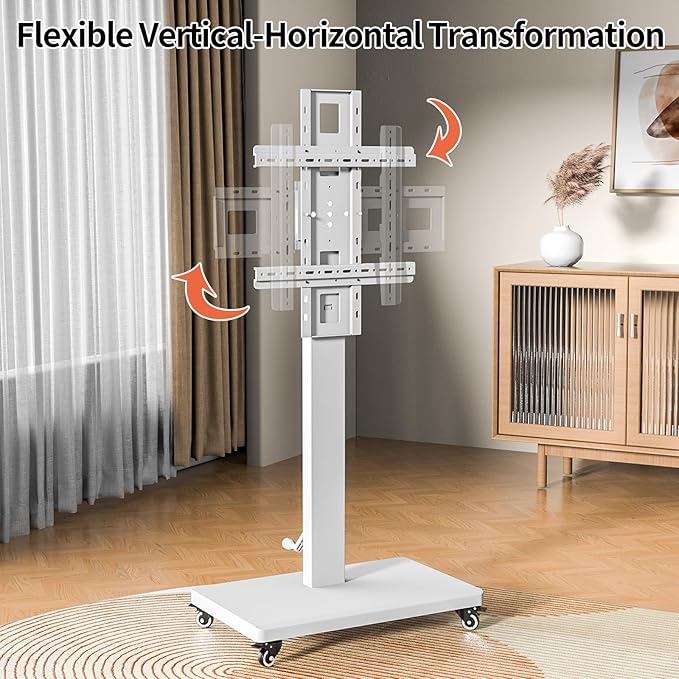 XinleTech Mobile TV Cart Stand for 32-80 Inch TVs, 90°Landscape to Portrait - Image 7