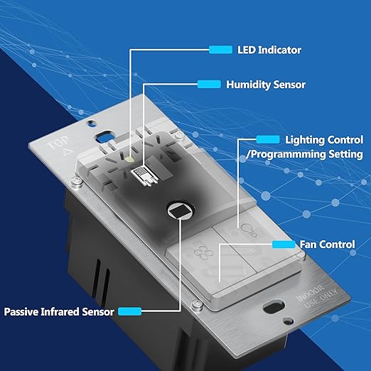 LIDER Humidity Sensor Switch and Motion Sensor Light Switch, PIR Sensor - Image 5