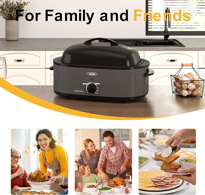 Sunvivi Roaster Oven with Self-Basting Lid, 20 Quart Electric Roaster with - Image 6