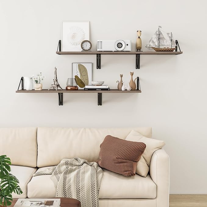 Heimlove Deep Floating Shelves for Wall, 12 Inch Deep Floating Shelves Set of 3 - Image 6