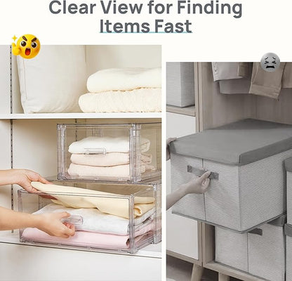Vtopmart 6 Pack 18QT Clear Stackable Storage Drawers, Easily Assemble Closet - Image 8