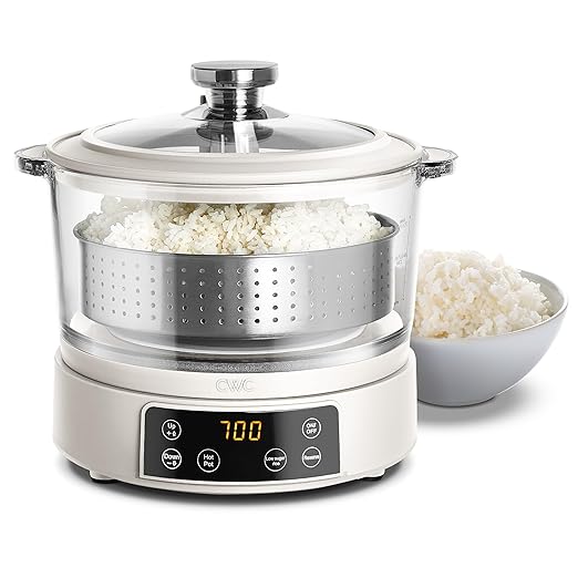 COOK WITH COLOR 3L Glass Mini Low Carb Rice Cooker – Holds 2 Cups Raw/Makes 6 by CookwithColor