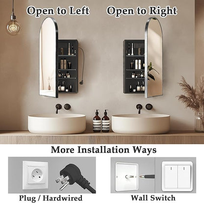 Arched Medicine Cabinet with Mirror, Bathroom Medicine Cabinet Wall Mounted - Image 3