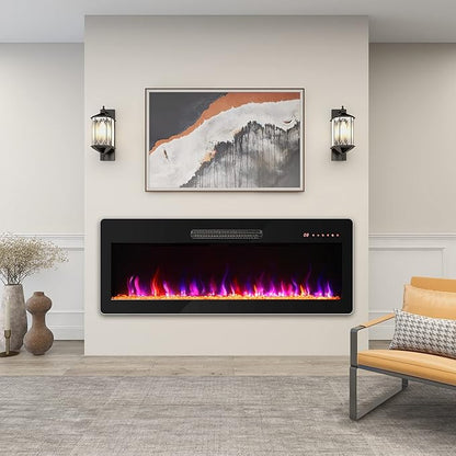 BELLEZE 42" Electric Fireplace Heater, 1400 W Recessed & Wall Mounted Electric - Image 9