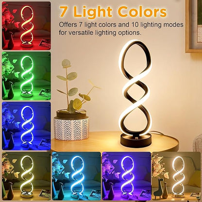 Modern Table Lamp, 7 Colors 10 Light Modes Spiral Design Table Lamp, Touch - Image 4