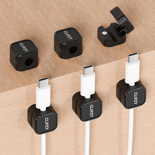 Clipzy 6 Pack Magnetic Cable Clips & Cord Holder, Under Desk Cable Management by Unknown