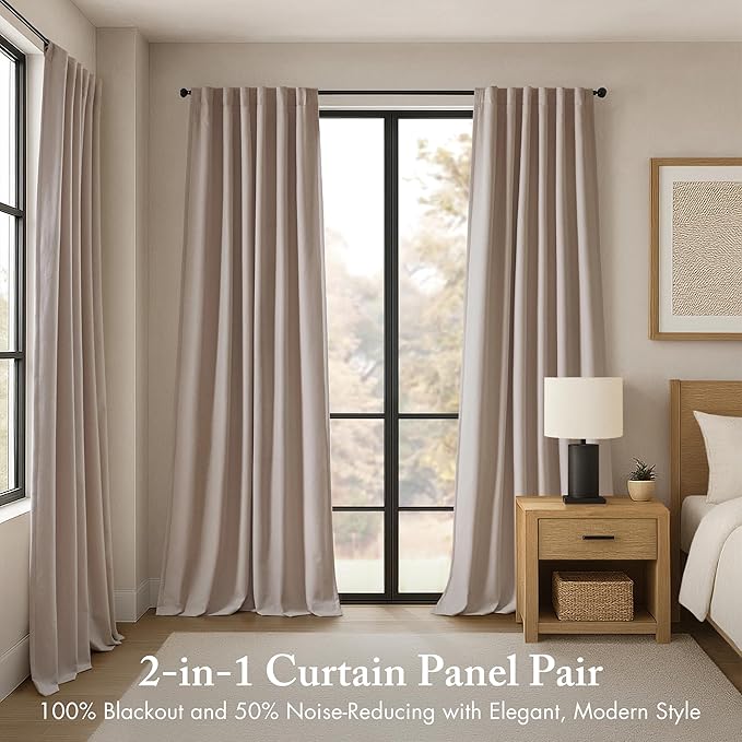 Madison Park Karien 100% Blackout Curtains 52x108 – Linen, 2-Layer Noise - Image 2