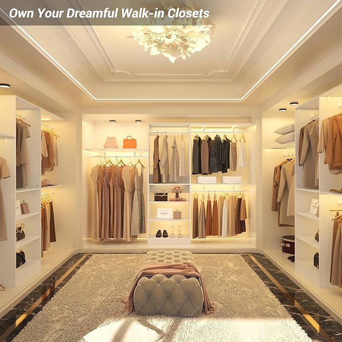 8FT Closet System with Shelves, Wall Mount Bedroom Wardrobe Walk-in Closet - Image 8