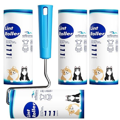 Large Surface Extra Sticky Lint Roller 6.3'', 444 Sheets Long Handle Pet Hair by AlbatrossHealthNewEngland