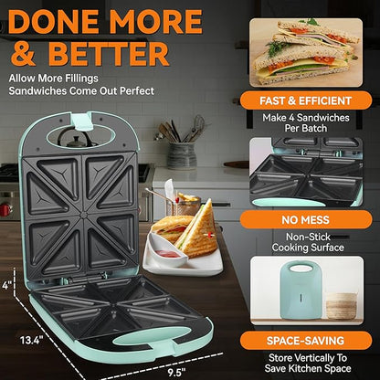 Baker’s Friend Breakfast Sandwich Maker, 4 Slices of Panini Grill Press - Image 4
