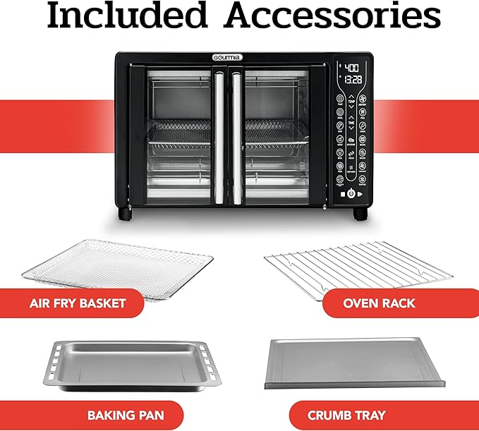 Gourmia Toaster Oven Air Fryer Combo 17 cooking presets 1700W french door - Image 8
