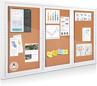 Outdoor Bulletin Board Weatherproof 72x36 in, Enclosed Bulletin Board by EVERSUPPLY