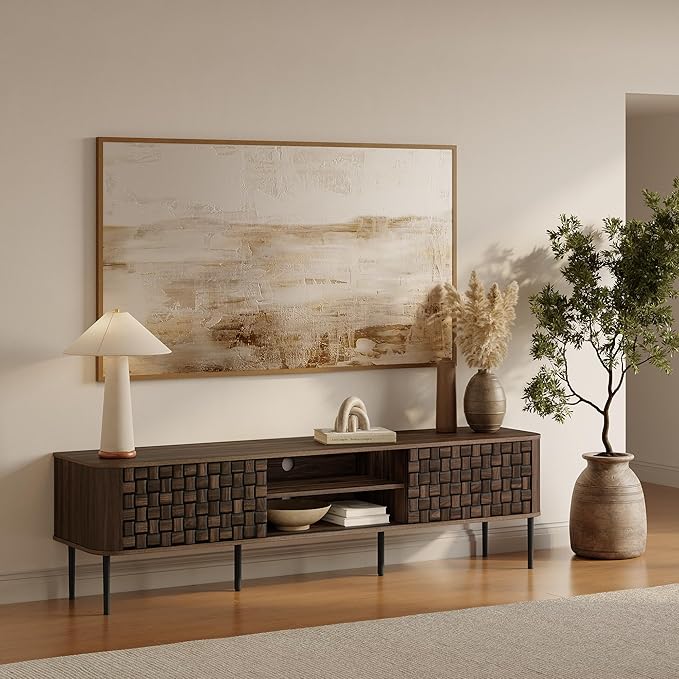 LuxenHome TV Stand for Living Room up to 80'' TVs, Media Console TV Console - Image 6
