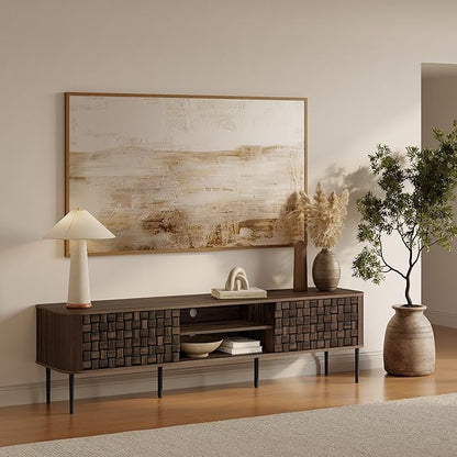LuxenHome TV Stand for Living Room up to 80'' TVs, Media Console TV Console - Image 6