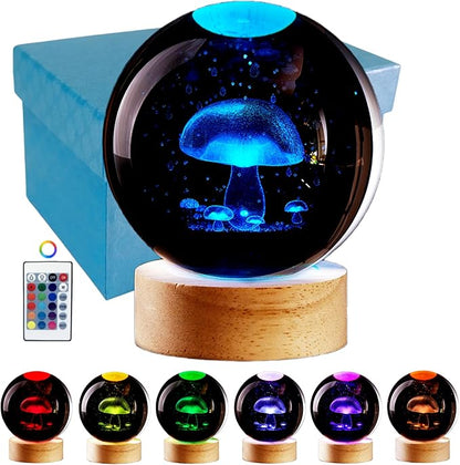Conalisk 3D Mushroom Crystal Ball Lamp, Lifelike LED Mushroom Night Light - Image 9