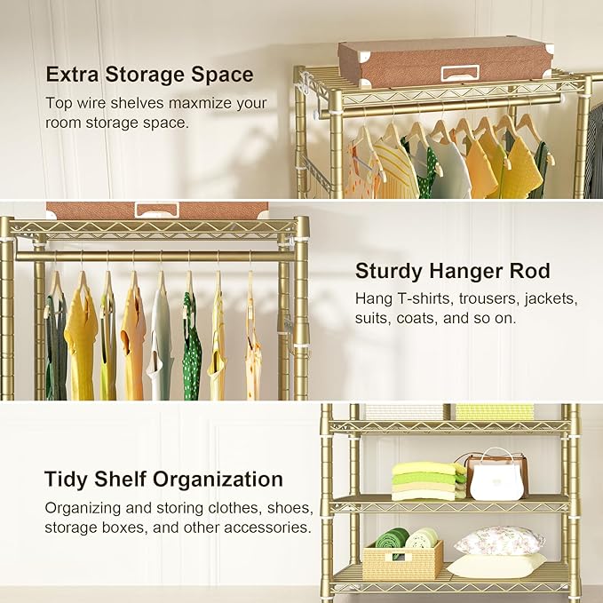 Ulif E1 Heavy Duty Closet Garment Rack, 6 Tiers Adjustable Metal Freestanding - Image 5