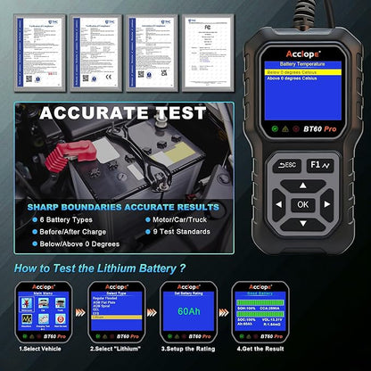 Acclope BT60 Pro Car Battery Tester, Digital Analyzer - Image 12