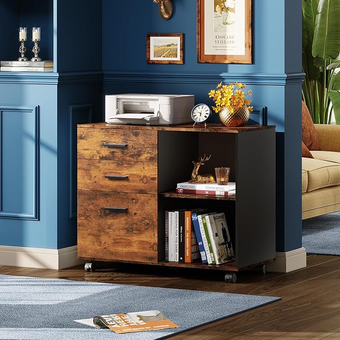 DEVAISE 3 Drawer Mobile File Cabinet, Wood Lateral Filing Cabinet, Printer Stand - Image 8